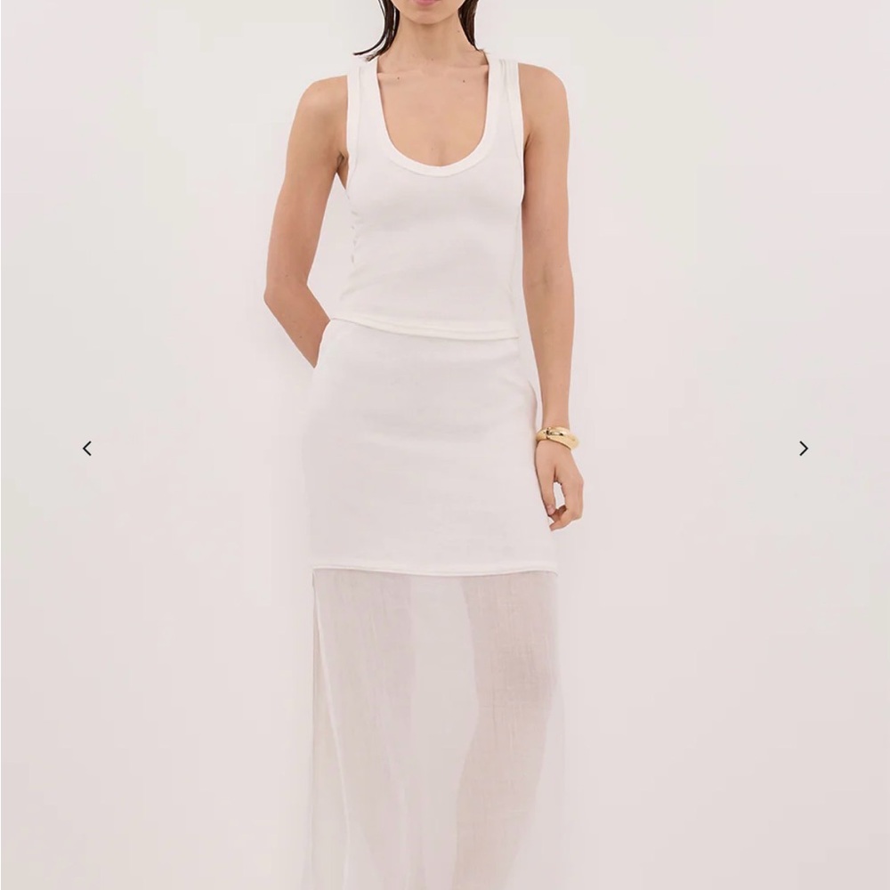 Dissh Kai White Ramie Midi Skirt